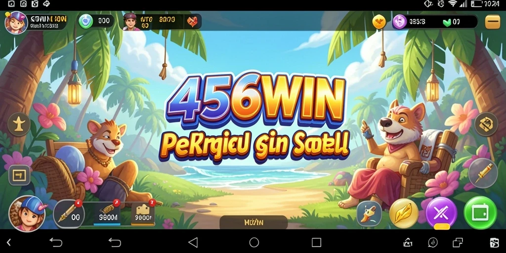 Tampilan gameplay 456WIN yang ceria dan penuh warna.