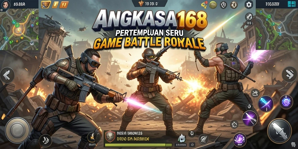Tampilan seru gameplay ANGKASA168 dalam pertempuran Battle Royale.