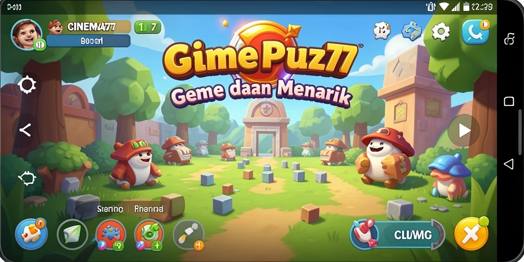 Screenshot gameplay CINEMA77 menunjukkan tantangan puzzle yang menarik.