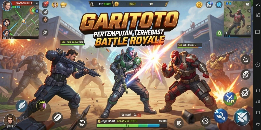 Tangkapan layar GARITOTO menampilkan pertempuran seru di arena Battle Royale.