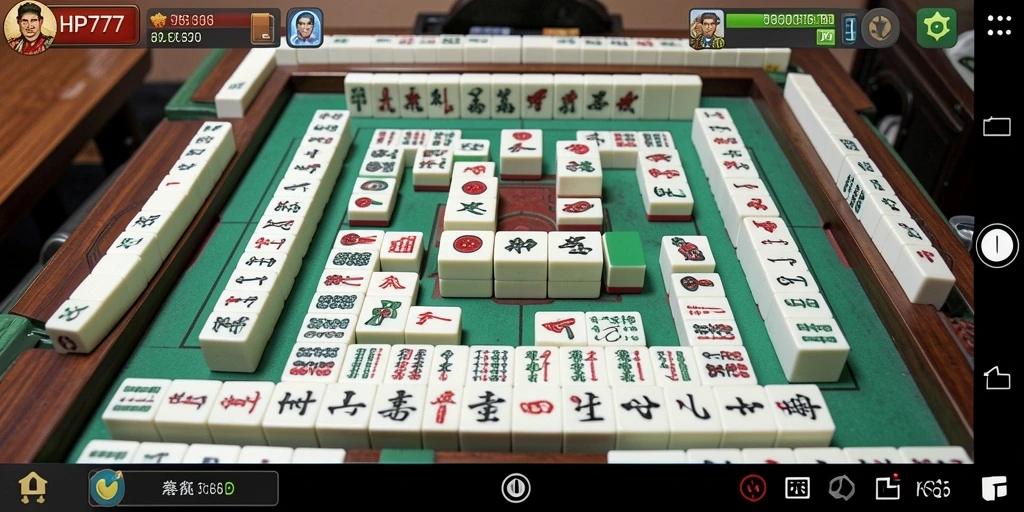 Gambaran gameplay seru dari HP777 dengan ubin Mahjong.