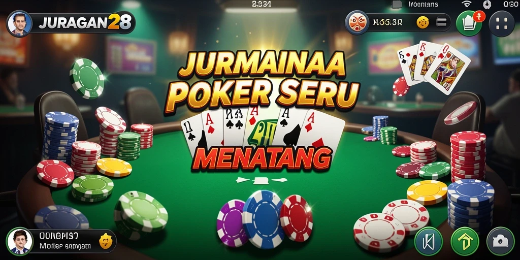 Screenshot gameplay JURAGAN28 menampilkan aksi poker yang seru.