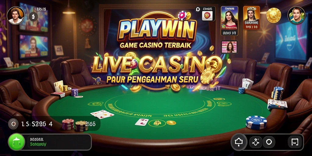 Screenshot memperlihatkan dealer live dan gameplay seru di PLAYWIN.