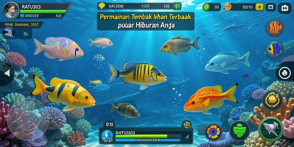 Tampilan gameplay menembak ikan yang seru dan mendebarkan.